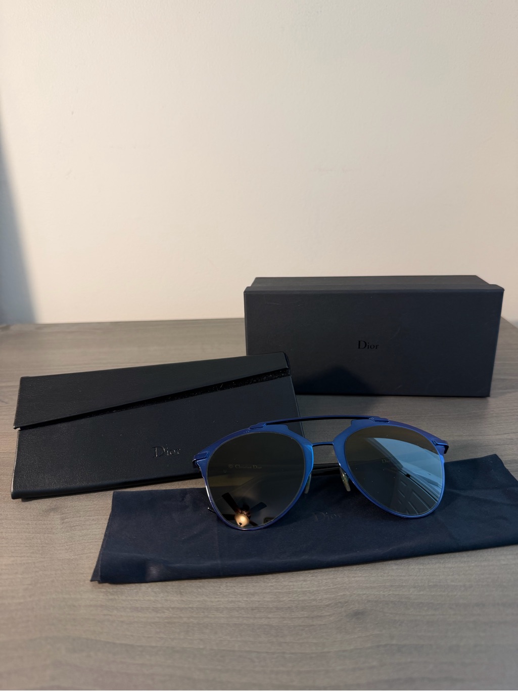 Dior Men's Sunglasses In Blue With Mirrored Lenses